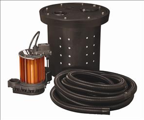 Crawl Space Sump Kit, 1/3 HP, w/ Basin, Hose Kit & Cover